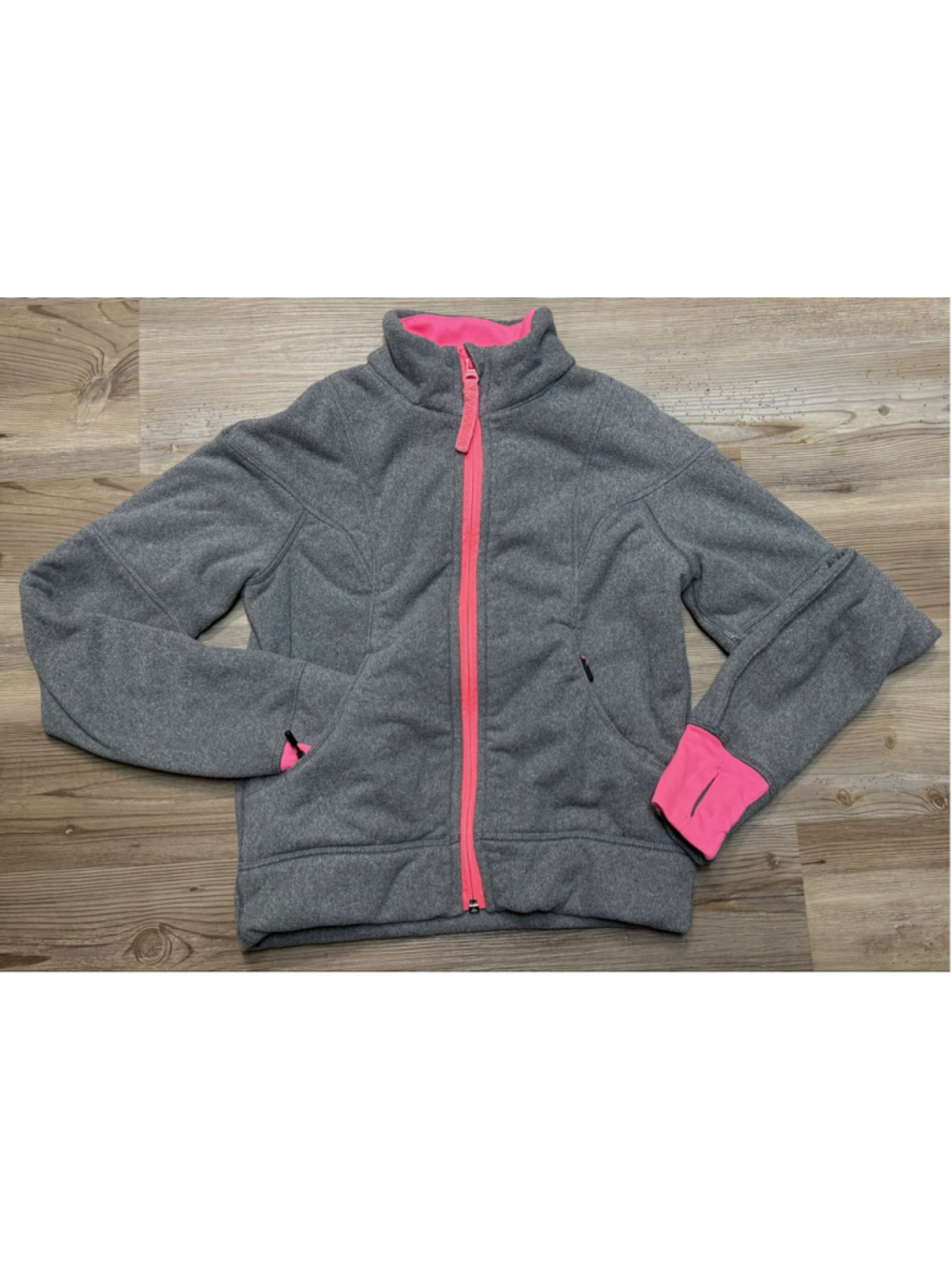 Ivivva by Lululemon Perfect Your Practice Full Zip Fleece Jacket Gray Pink Sz 8